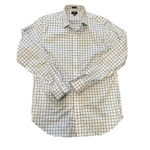 J. Crew Men's Ludlow Stretch Button Up Stretch Dress Shirt Blue White Size 16/35